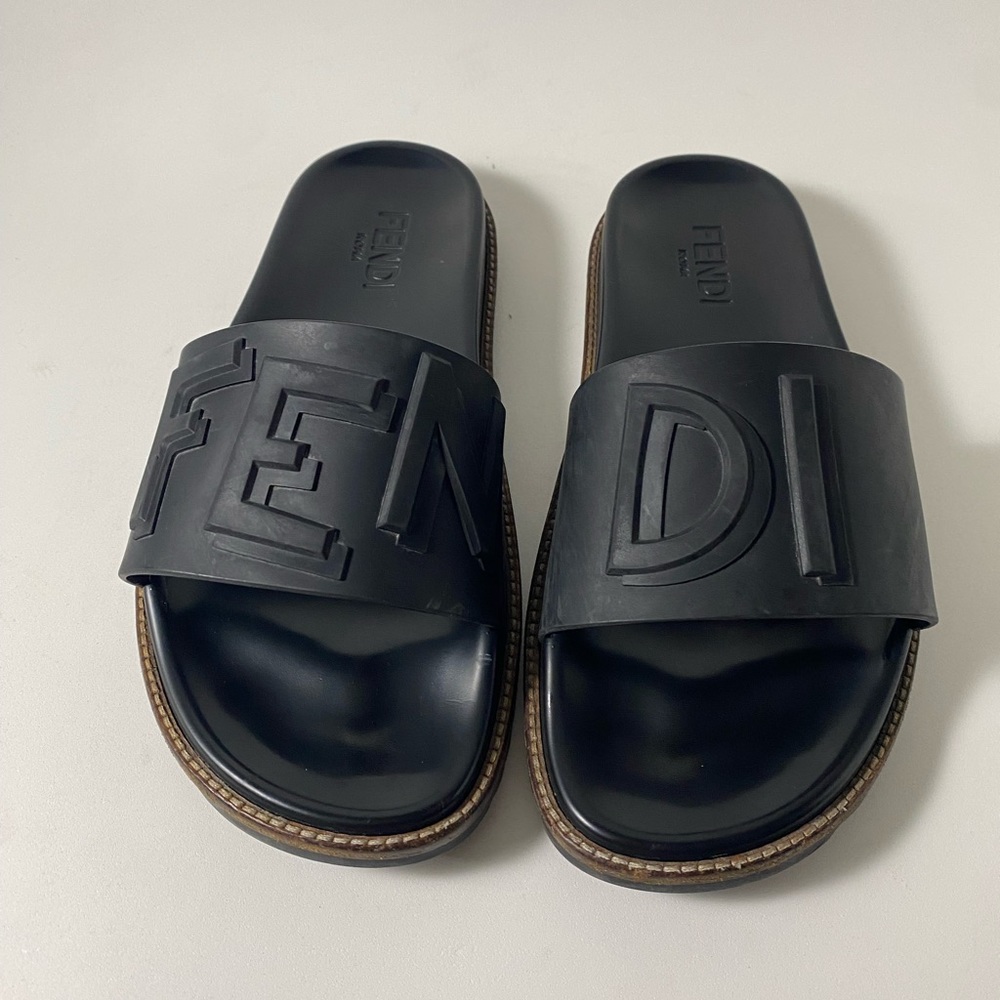 Fendi Black Slide Sandals